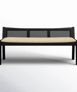 Modern Bench With Cushioned Seat And Mesh Back