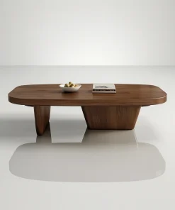 Modern Long Coffee Table With Asymmetrical Base Design