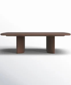 Modern Rectangular Coffee Table With Dual Pillar Base