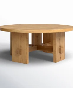 Modern Round Coffee Table With Sturdy Block Base