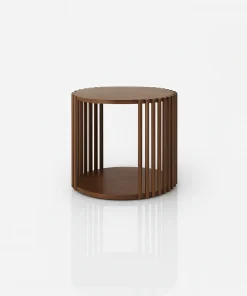 Modern Round Side Table With Open Slatted Design