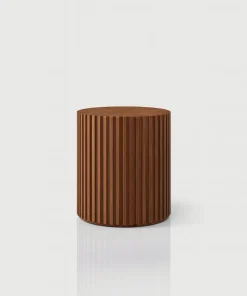 Modern Round Side Table With Vertical Grooved Design