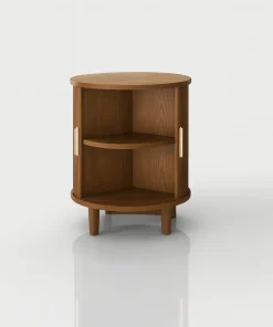 Round Side Table With Open Two Tier Shelf