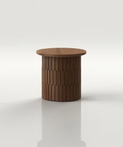 Round Side Table With Vertical Groove Design