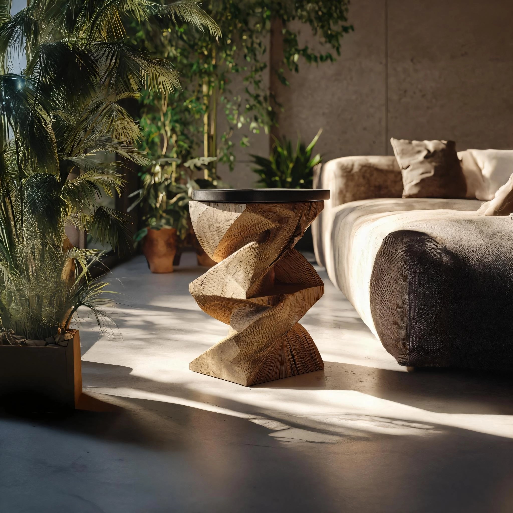 Twisted Wooden Sculptural Side Table for Contemporary Interiors - Image 2