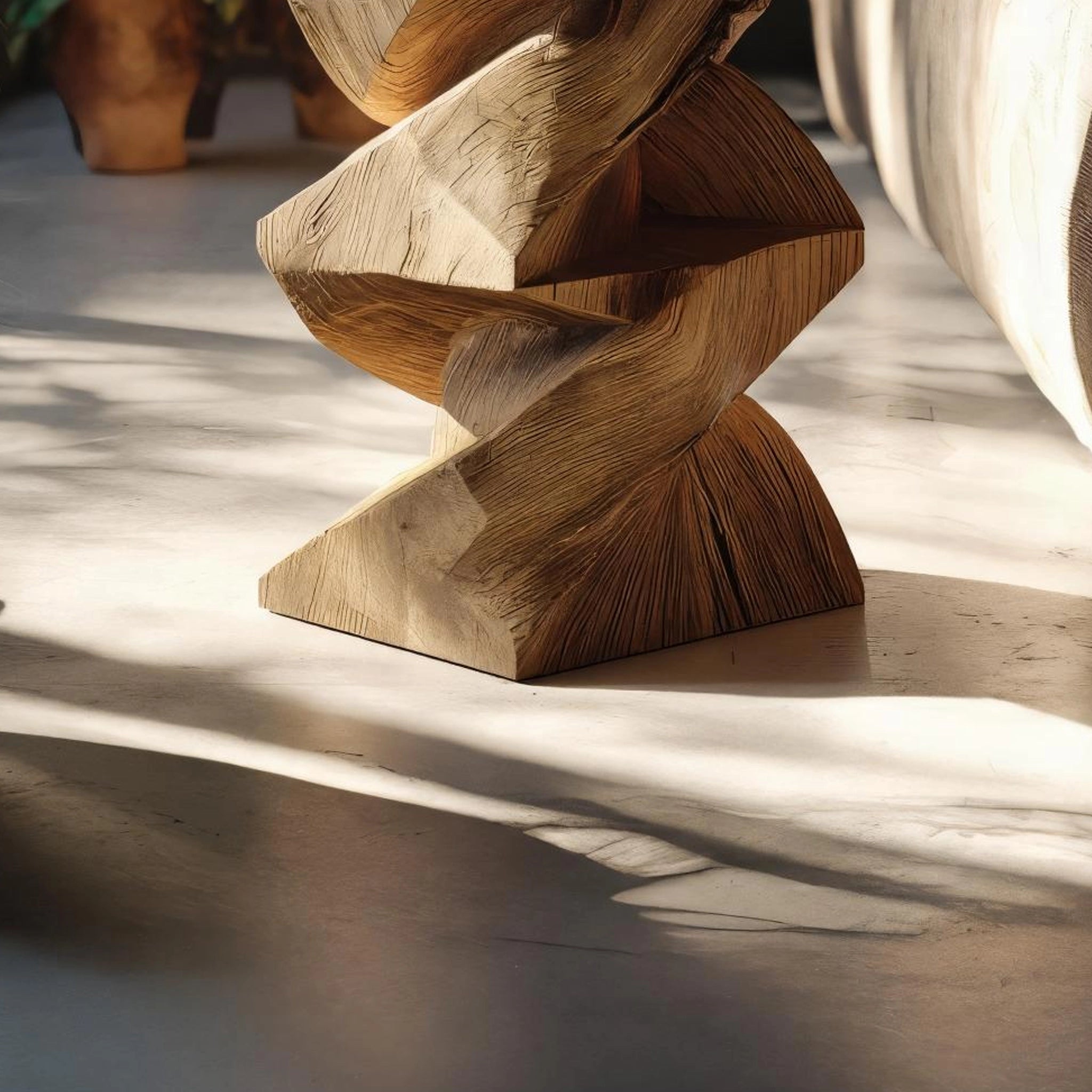 Twisted Wooden Sculptural Side Table for Contemporary Interiors - Image 4