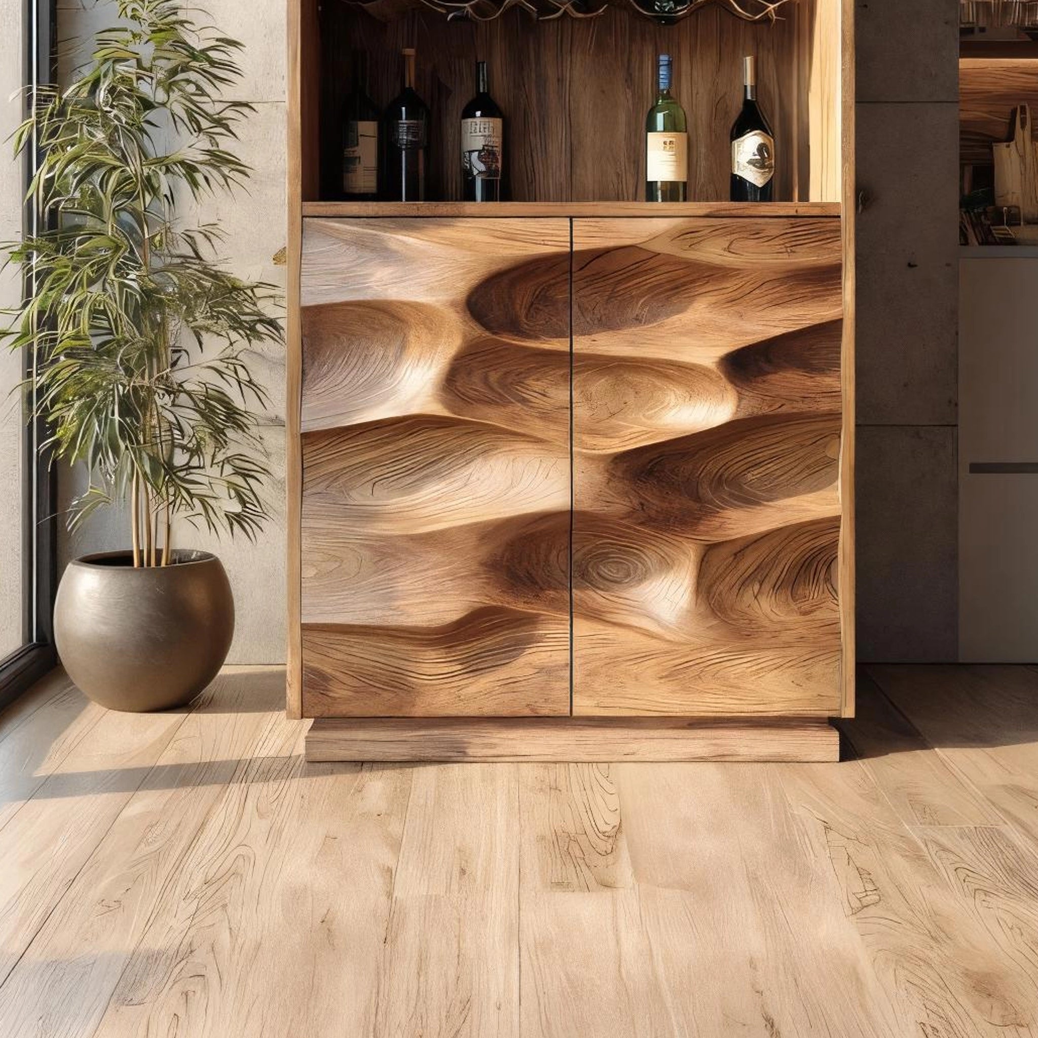 Wooden Sculptural Bar Cabinet For Modern Interiors - Image 4