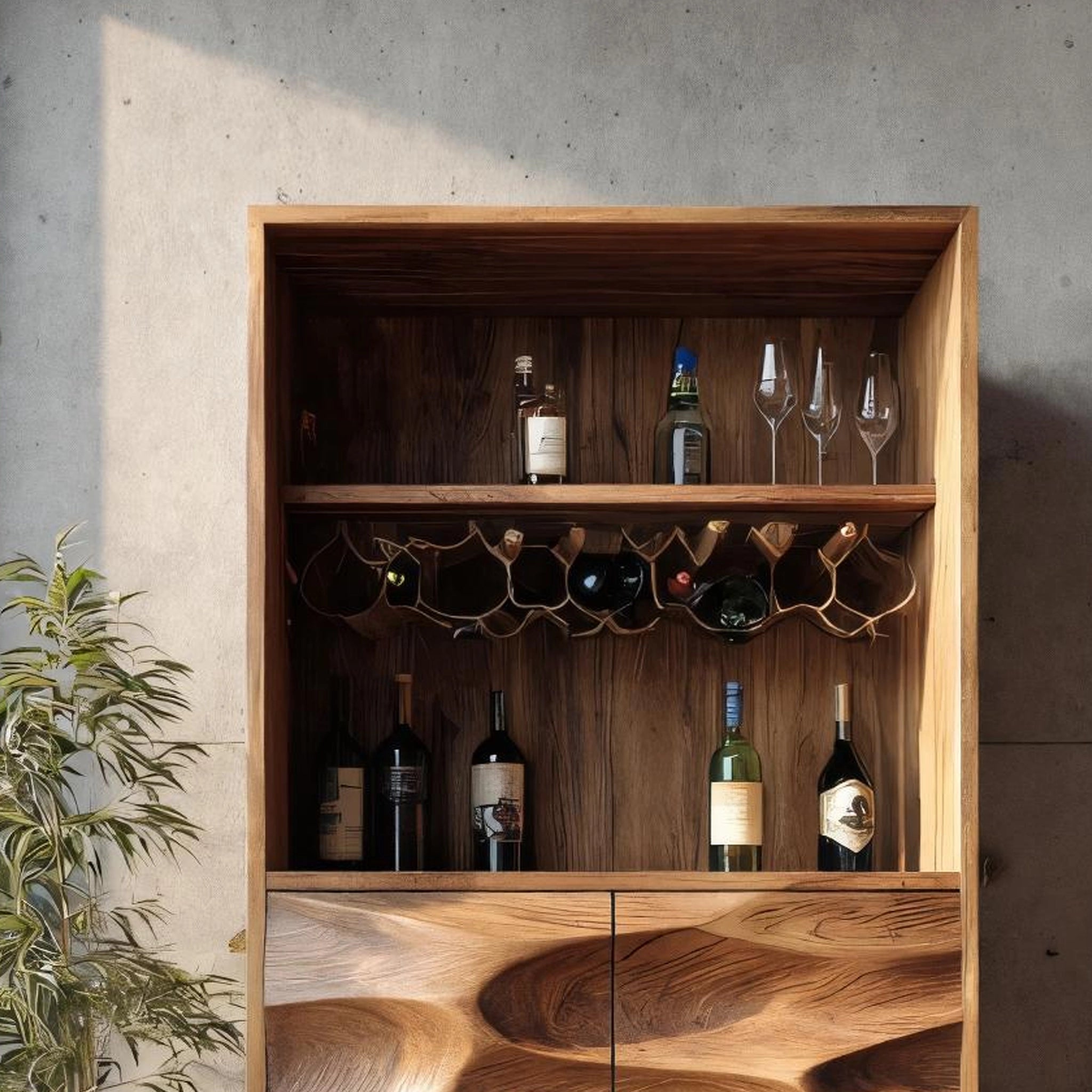 Wooden Sculptural Bar Cabinet For Modern Interiors - Image 3
