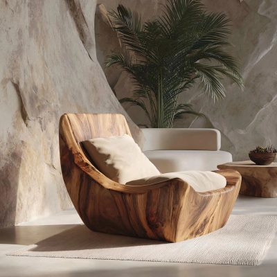 Wooden Reclining Lounge Chair For Contemporary Interiors