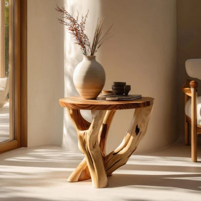 Sculptural Wooden Side Table for Modern Interiors