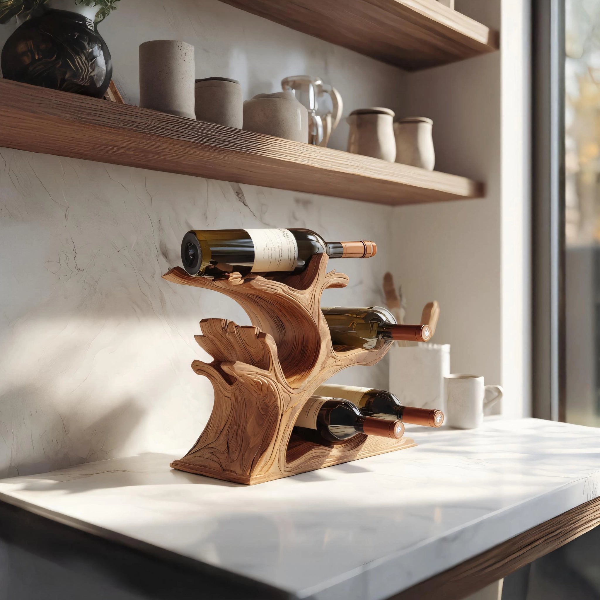 Branch-Inspired Wooden Wine Rack for Modern Homes - Image 2