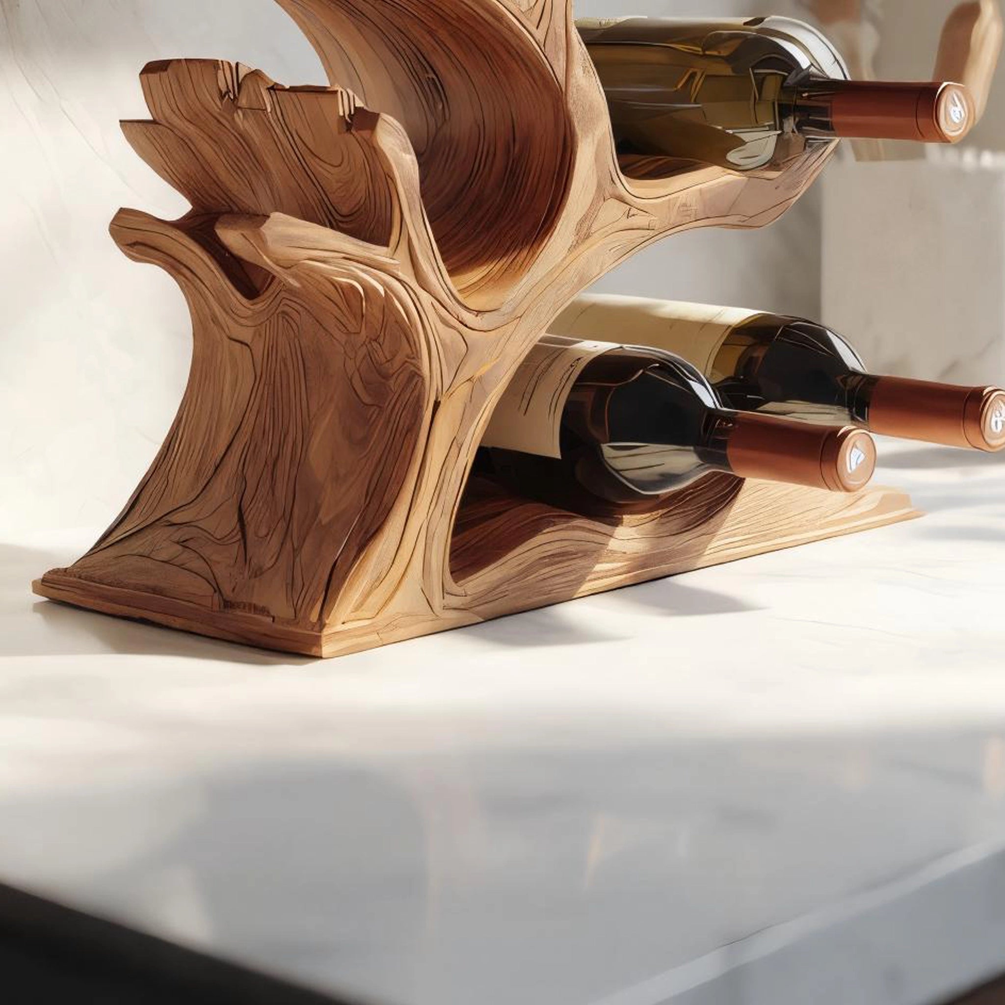 Branch-Inspired Wooden Wine Rack for Modern Homes - Image 4