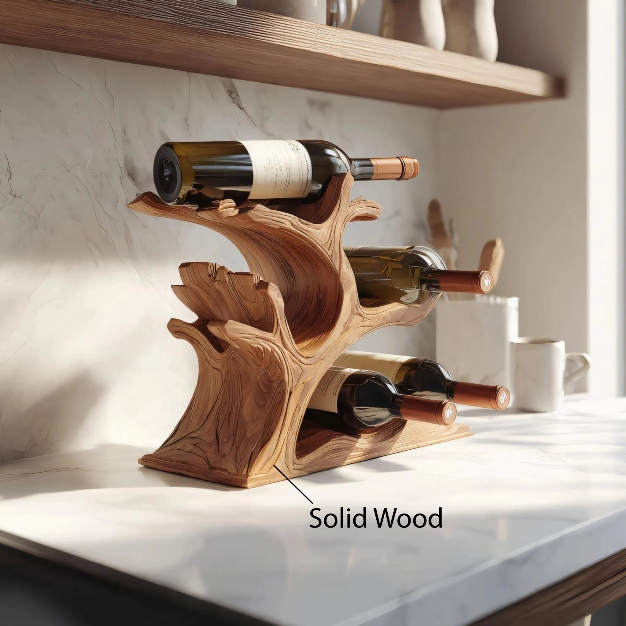 Branch-Inspired Wooden Wine Rack for Modern Homes - Image 5