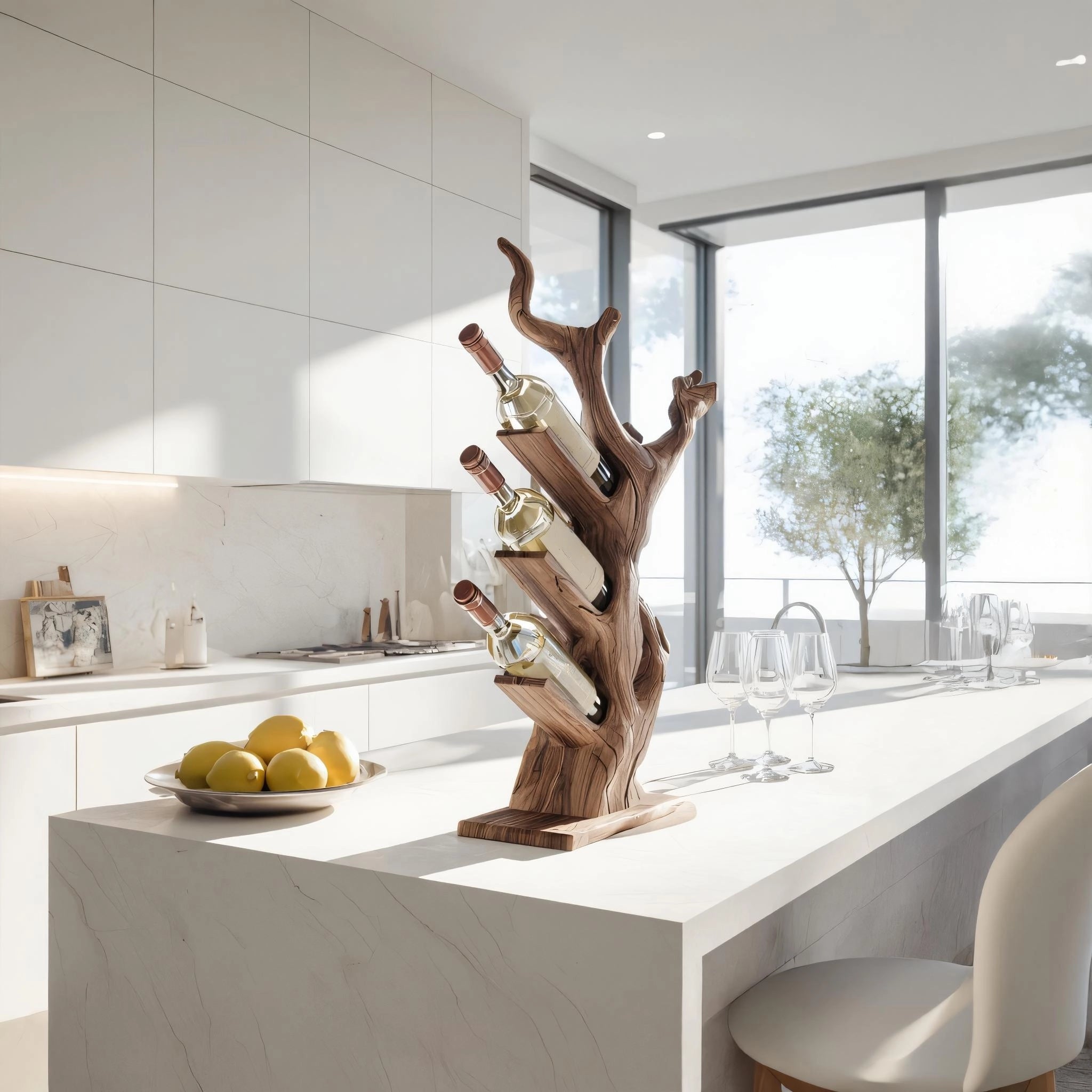 Tree Form Wooden Wine Rack for Contemporary Kitchens - Image 2