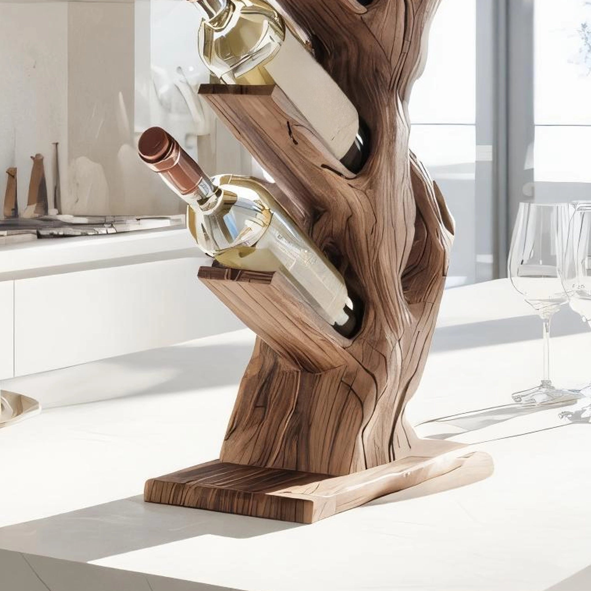 Tree Form Wooden Wine Rack for Contemporary Kitchens - Image 4
