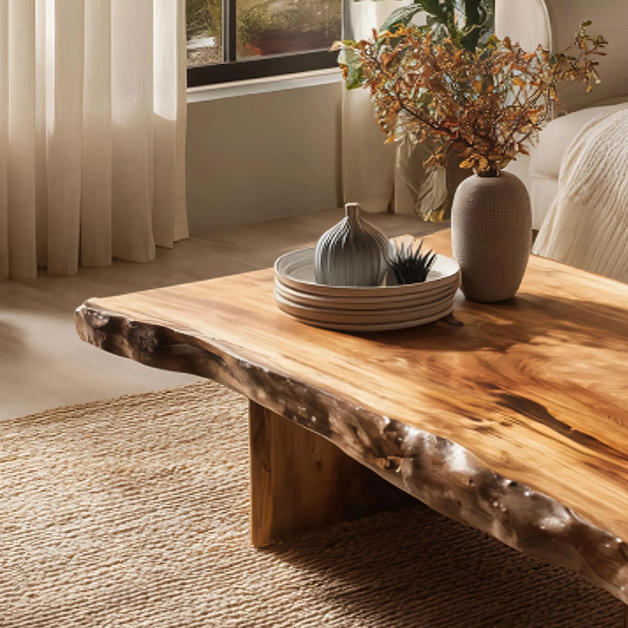 Low Live-Edge Wooden Coffee Table For Serene Living - Image 4