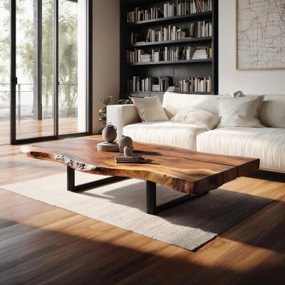 Live-Edge Wooden Coffee Table For Modern Living Spaces