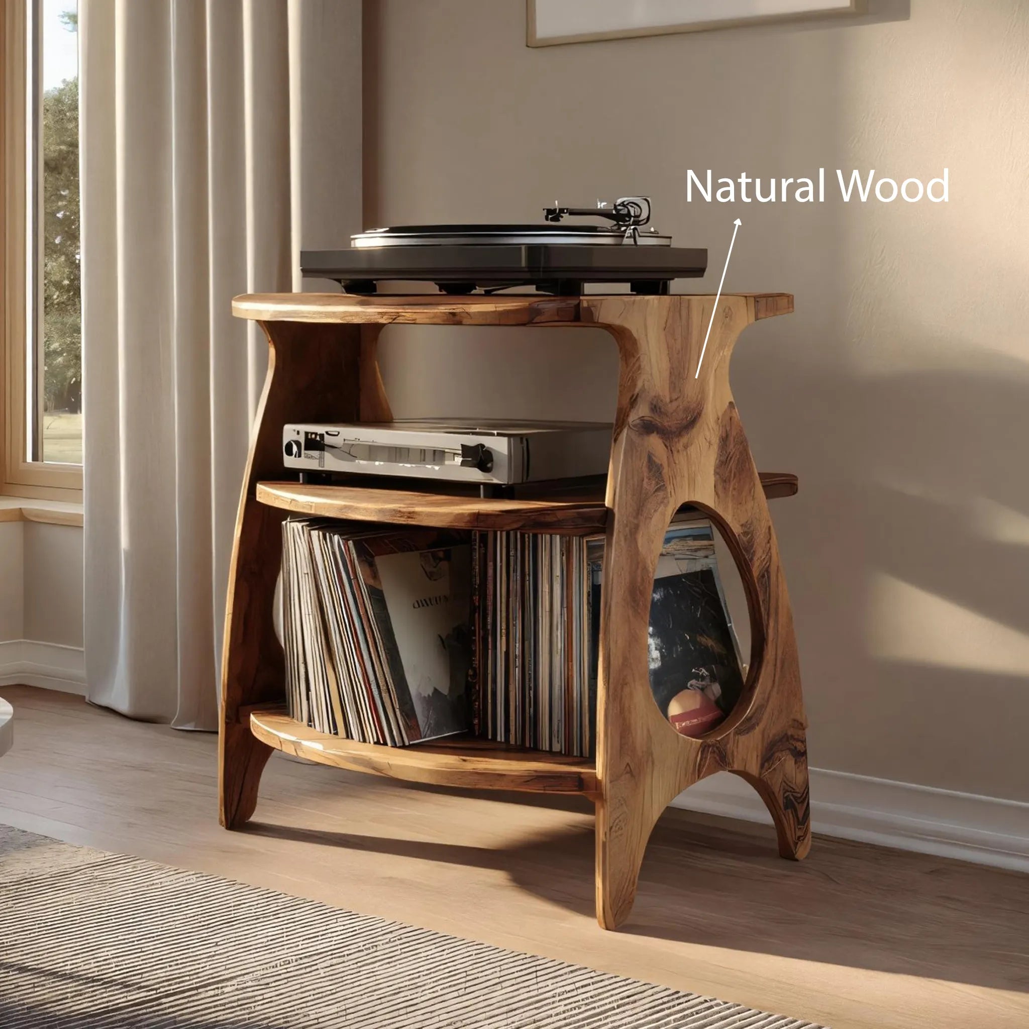 Wooden Turntable Stand For Modern Vinyl Storage - Image 5