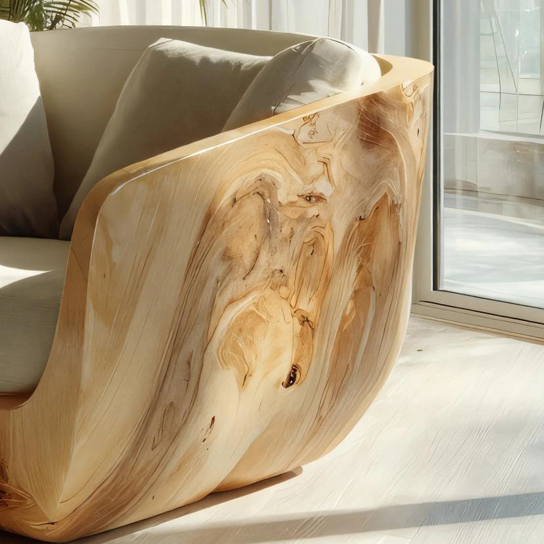 Wooden Shell Lounge Chair For Organic Modern Living - Image 4