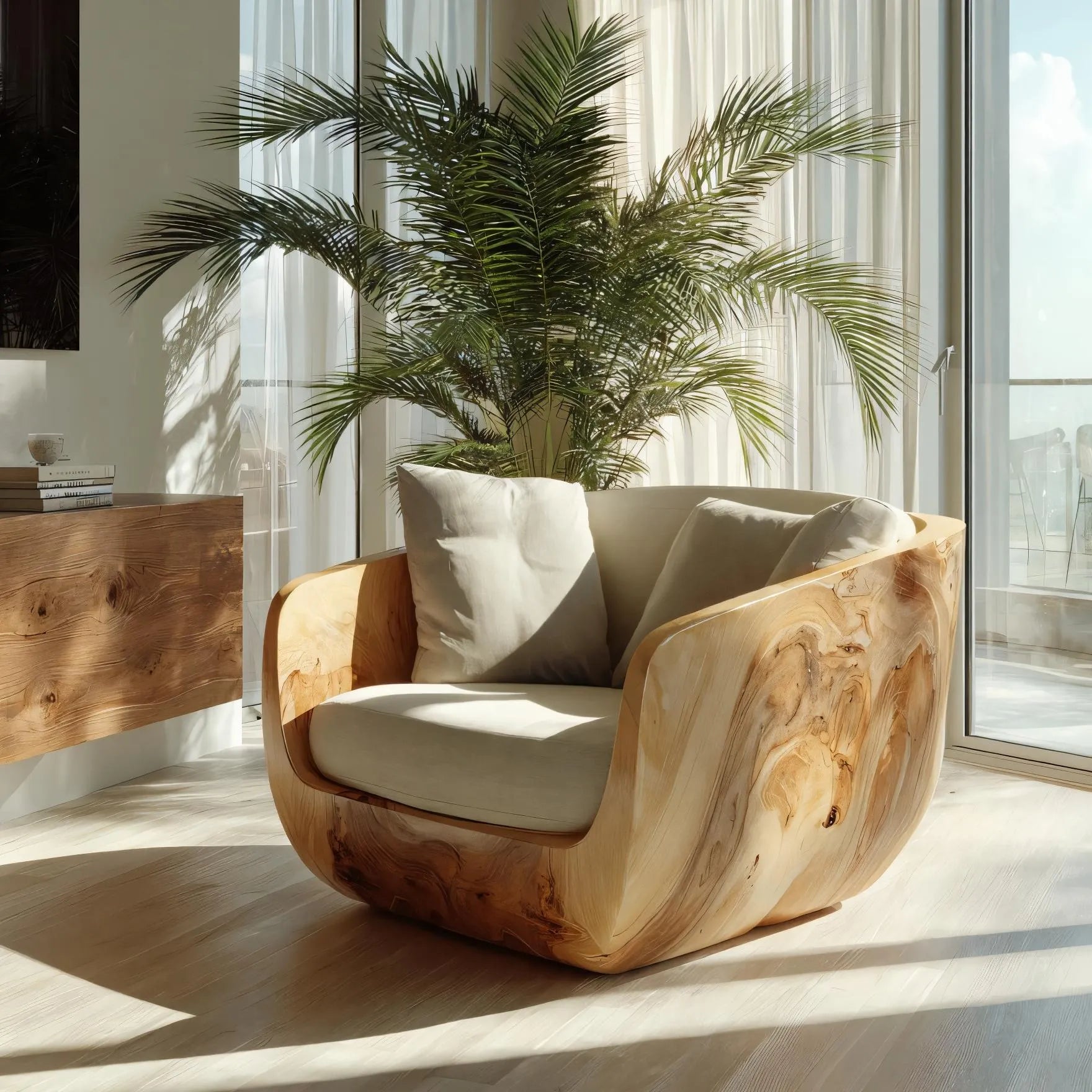 Wooden Shell Lounge Chair For Organic Modern Living
