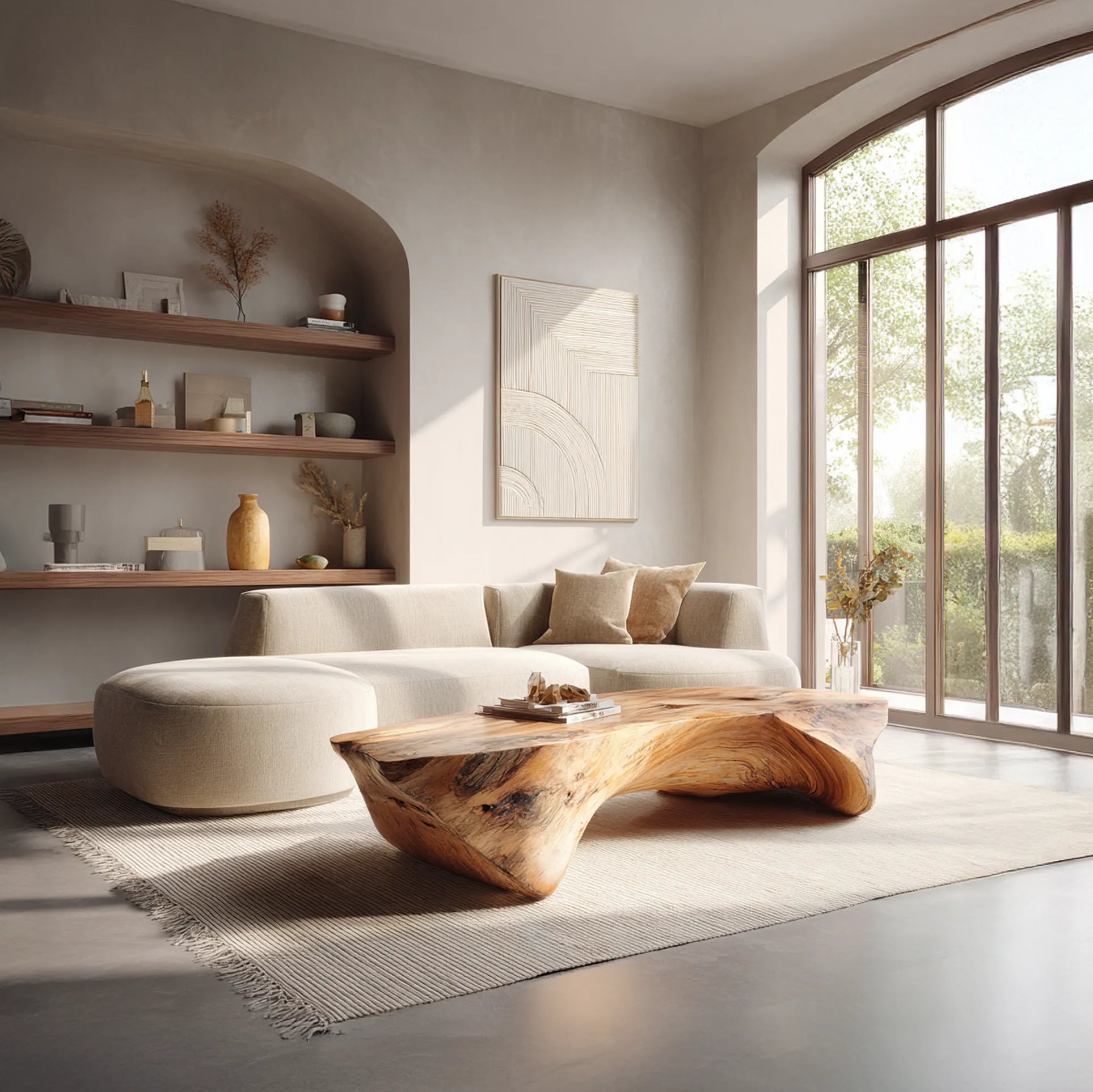 Flowing Wooden Coffee Table For Minimalist Living - Image 2