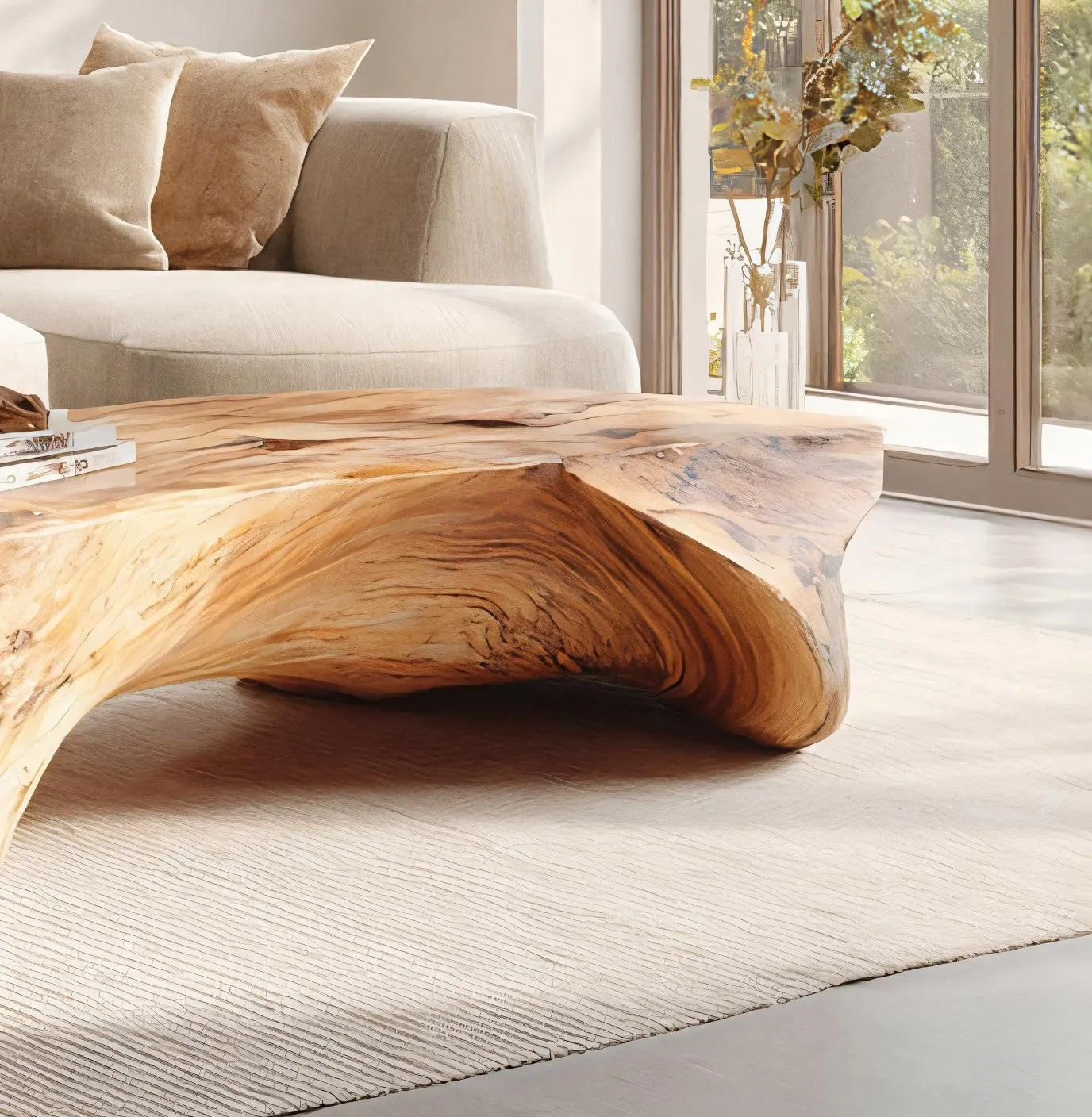 Flowing Wooden Coffee Table For Minimalist Living - Image 3