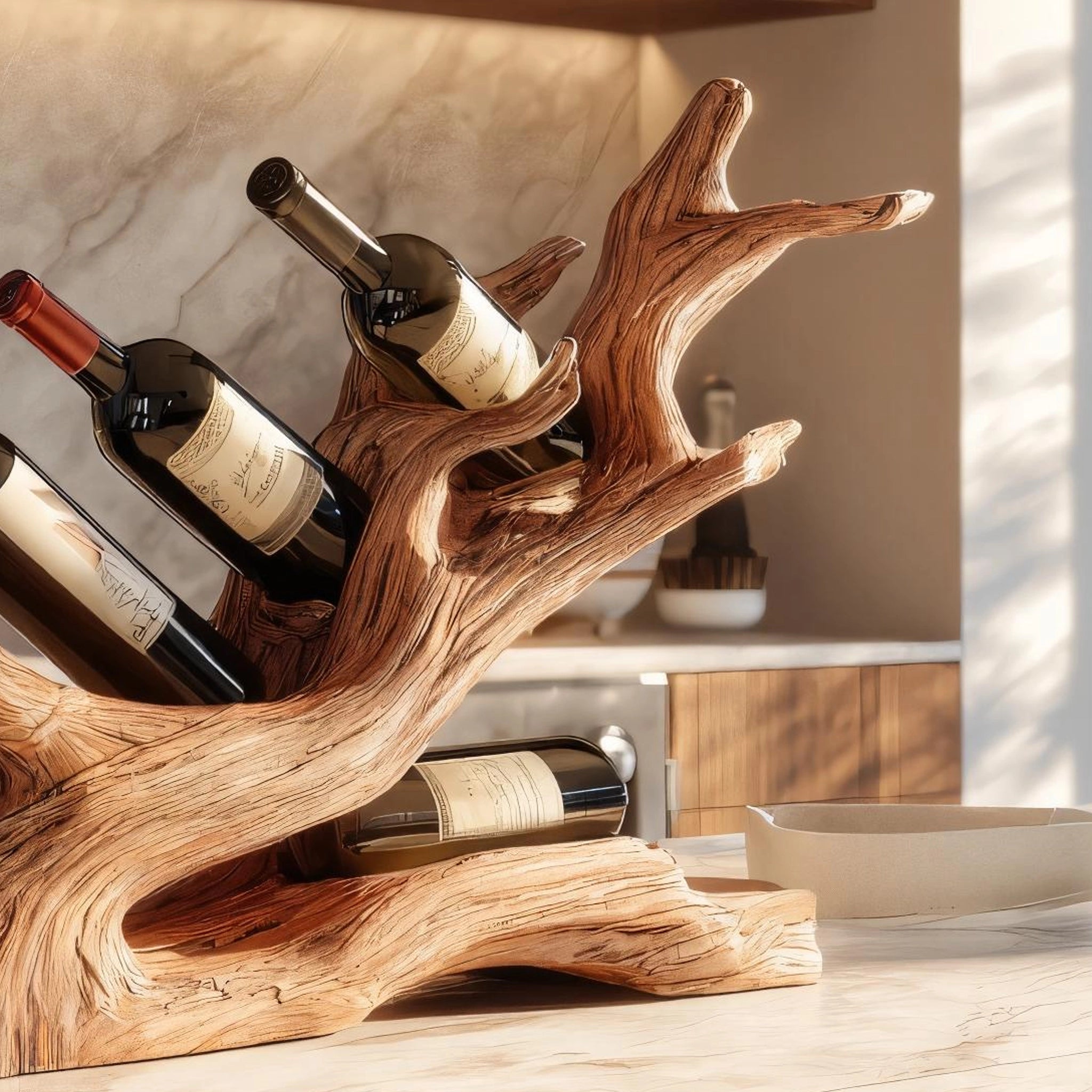 Branch Form Wooden Wine Rack for Organic Modern Decor - Image 4