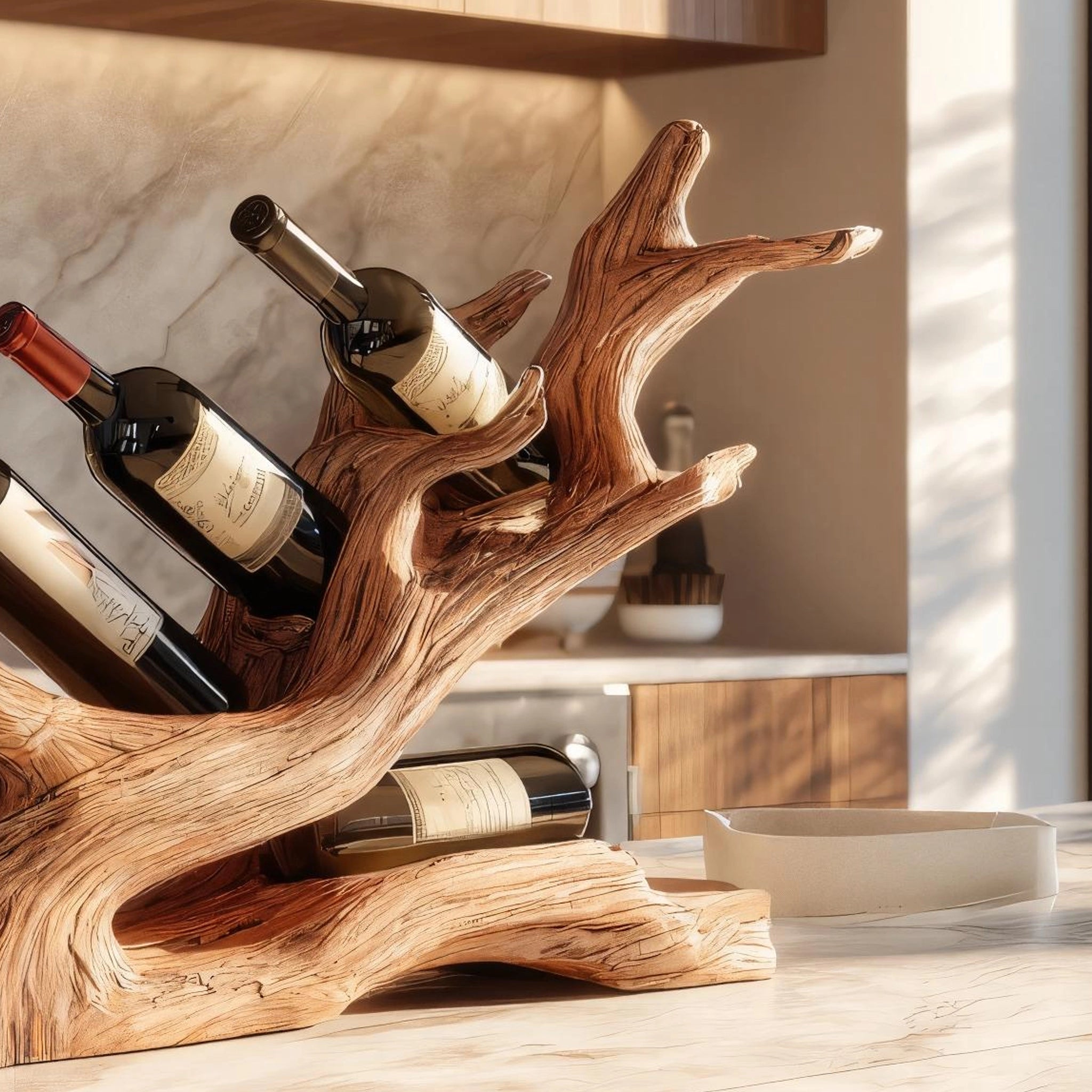 Branch Form Wooden Wine Rack for Organic Modern Decor - Image 3