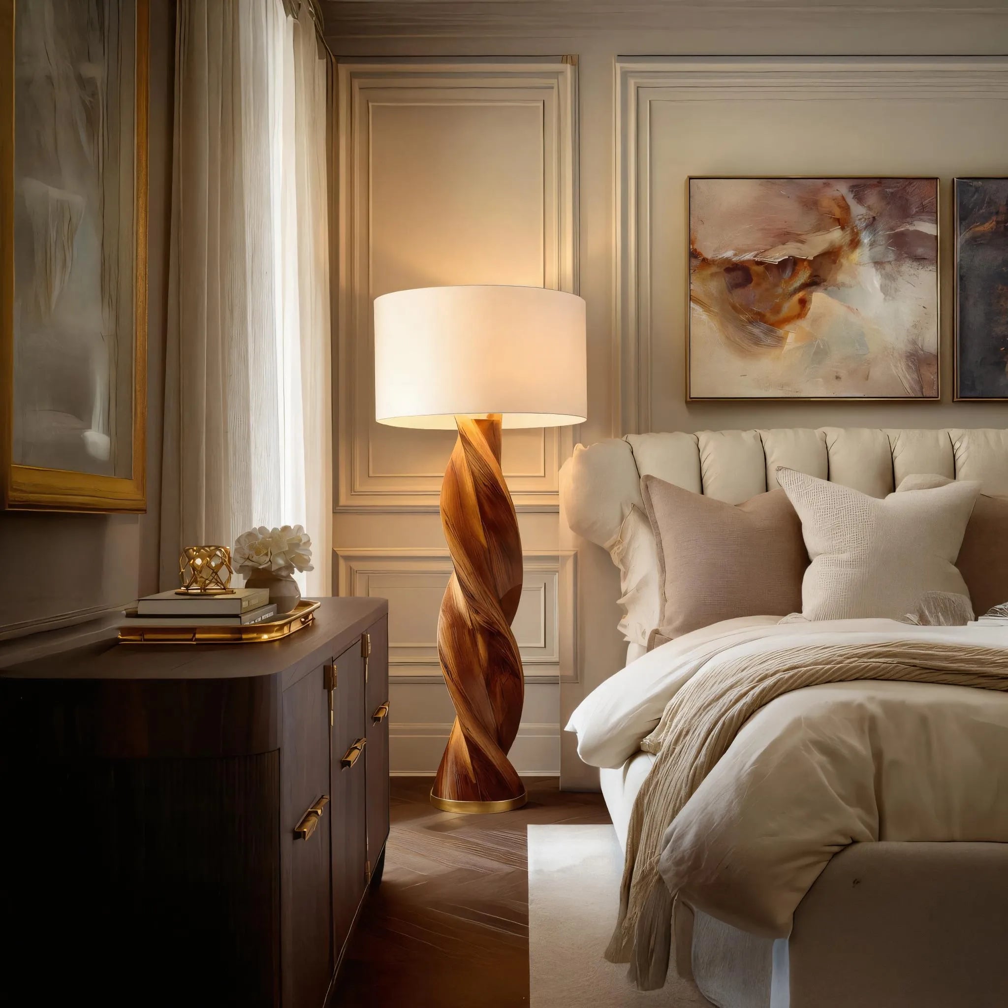 Twisted Wooden Floor Lamp for Luxury Modern Interiors - Image 2