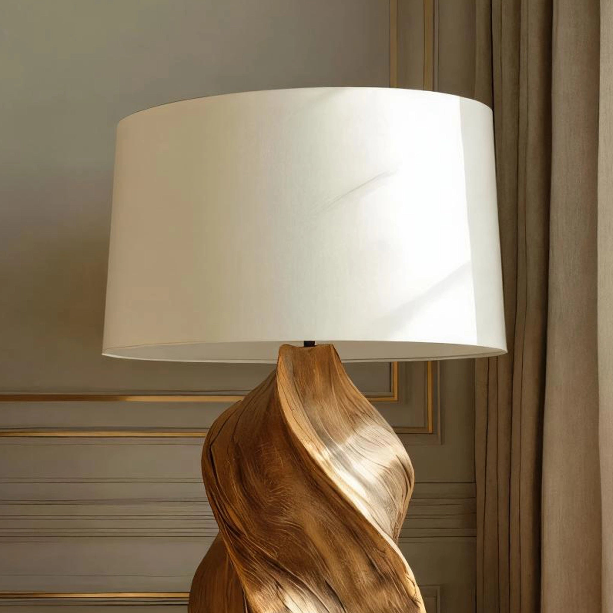 Sculptural Wooden Table Lamp For Modern Bedrooms - Image 3