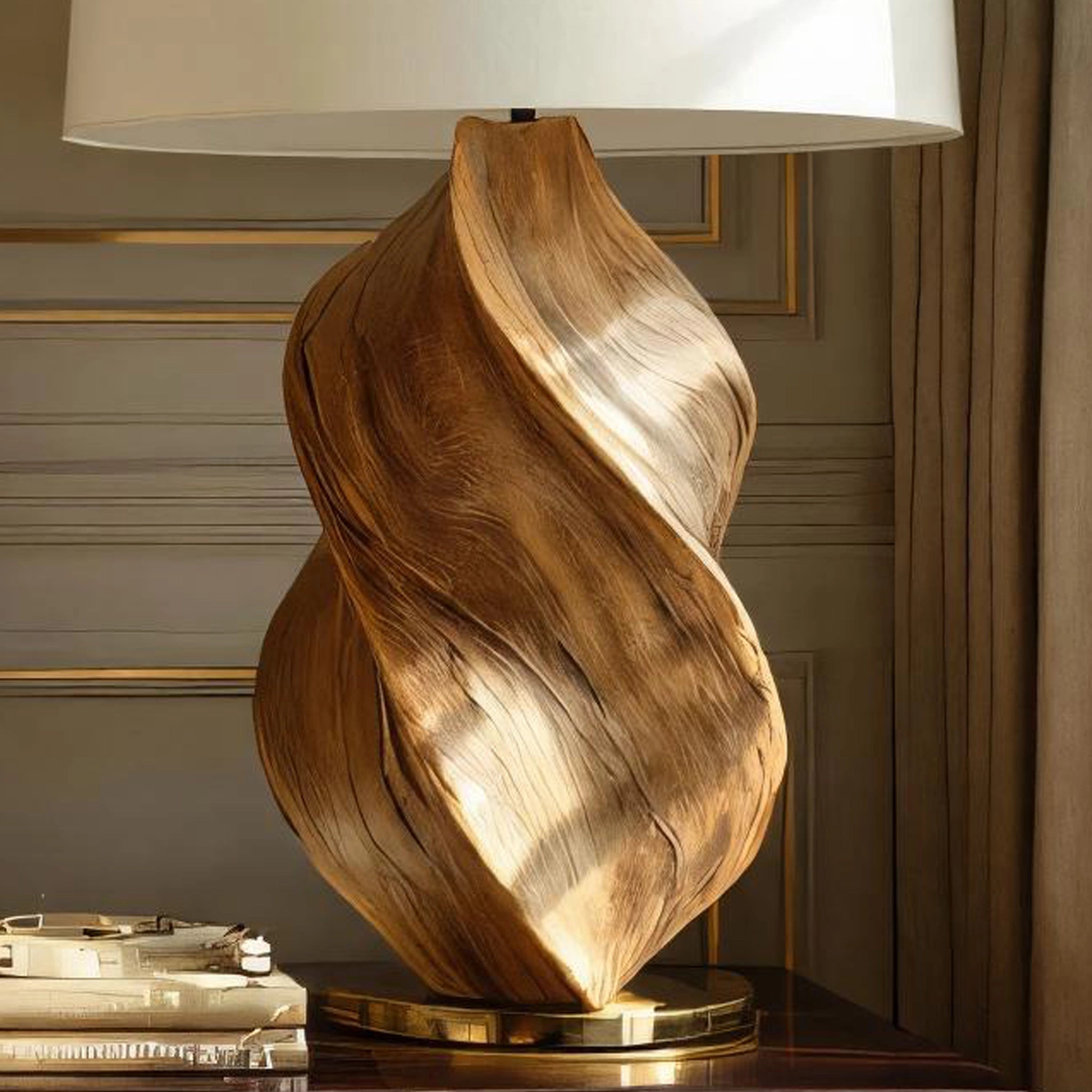 Sculptural Wooden Table Lamp For Modern Bedrooms - Image 4