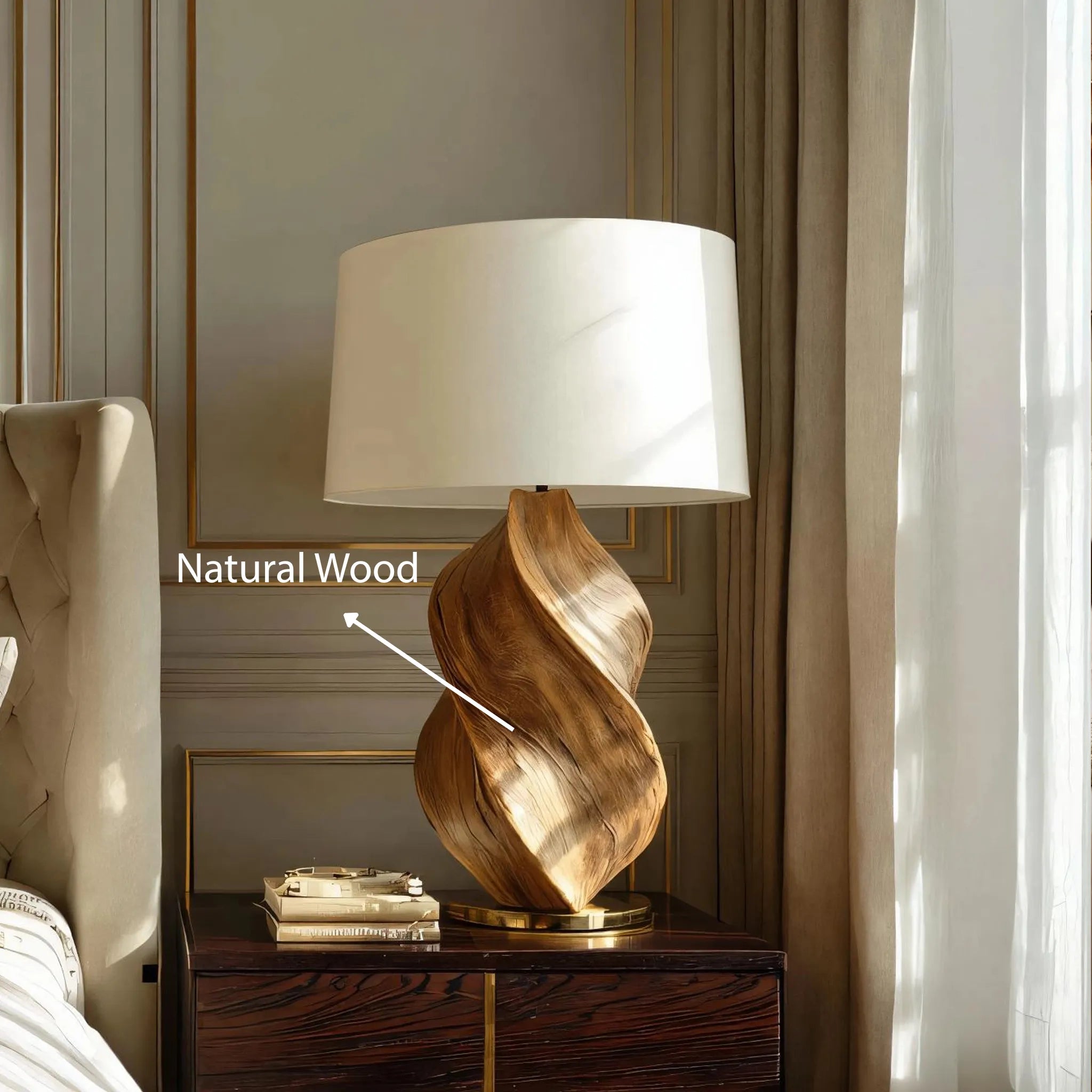 Sculptural Wooden Table Lamp For Modern Bedrooms - Image 6