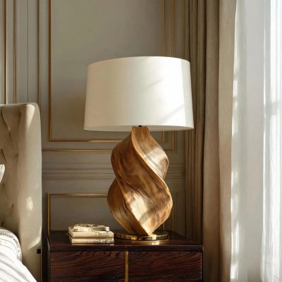 Sculptural Wooden Table Lamp For Modern Bedrooms
