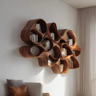 Organic Wooden Cloud Bookshelf For Modern Interiors