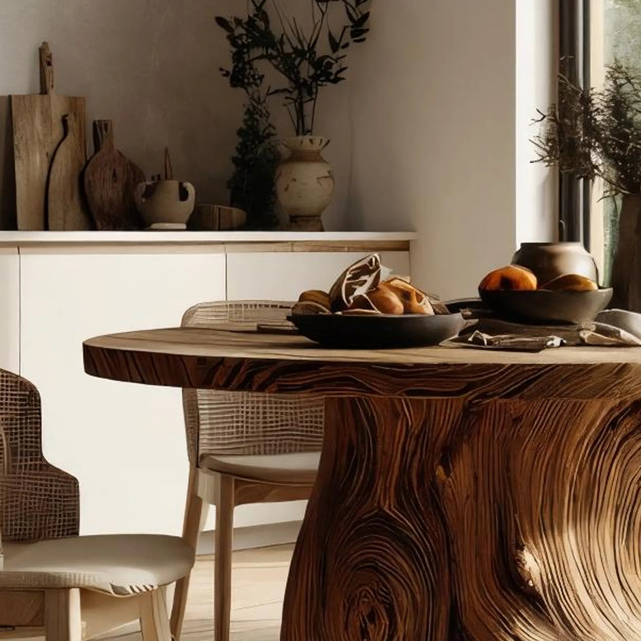 Tree-Trunk Wooden Dining Table for Organic Modern Homes - Image 3