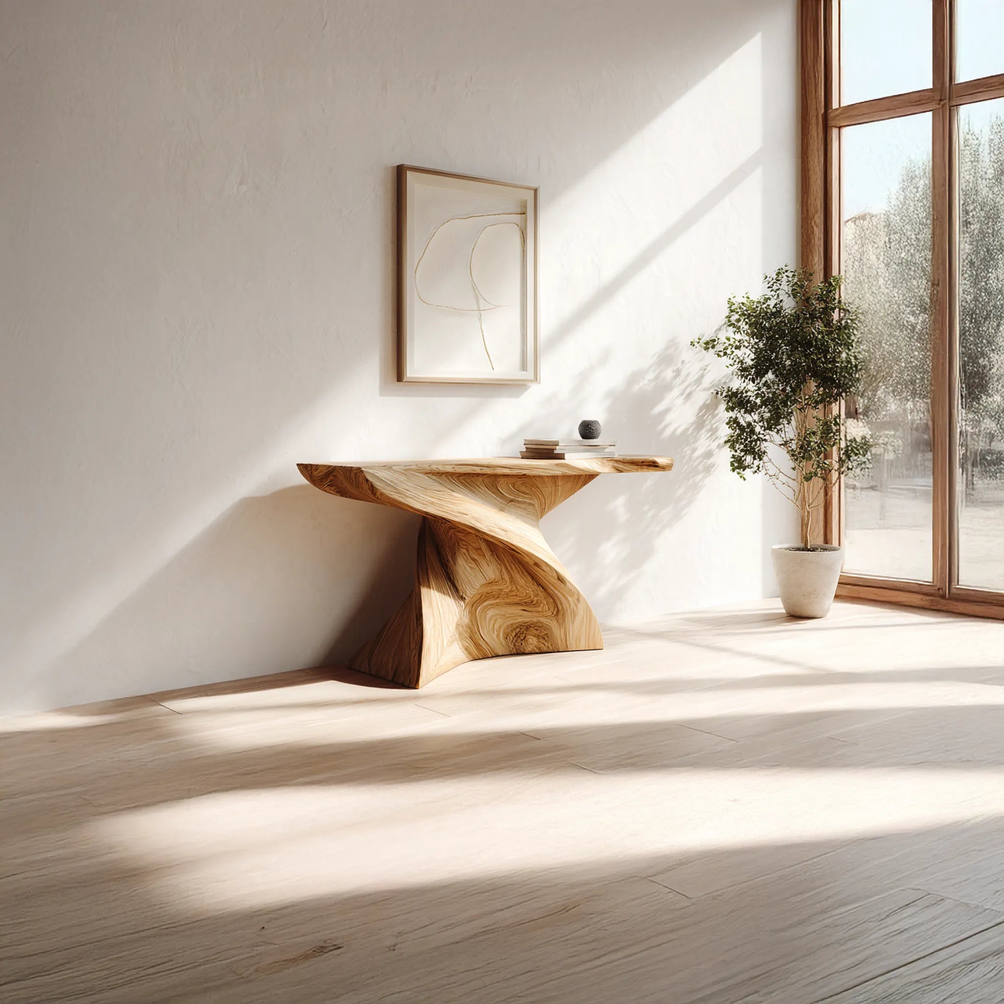 Twisted Wooden Console Table For Contemporary Entryways - Image 2