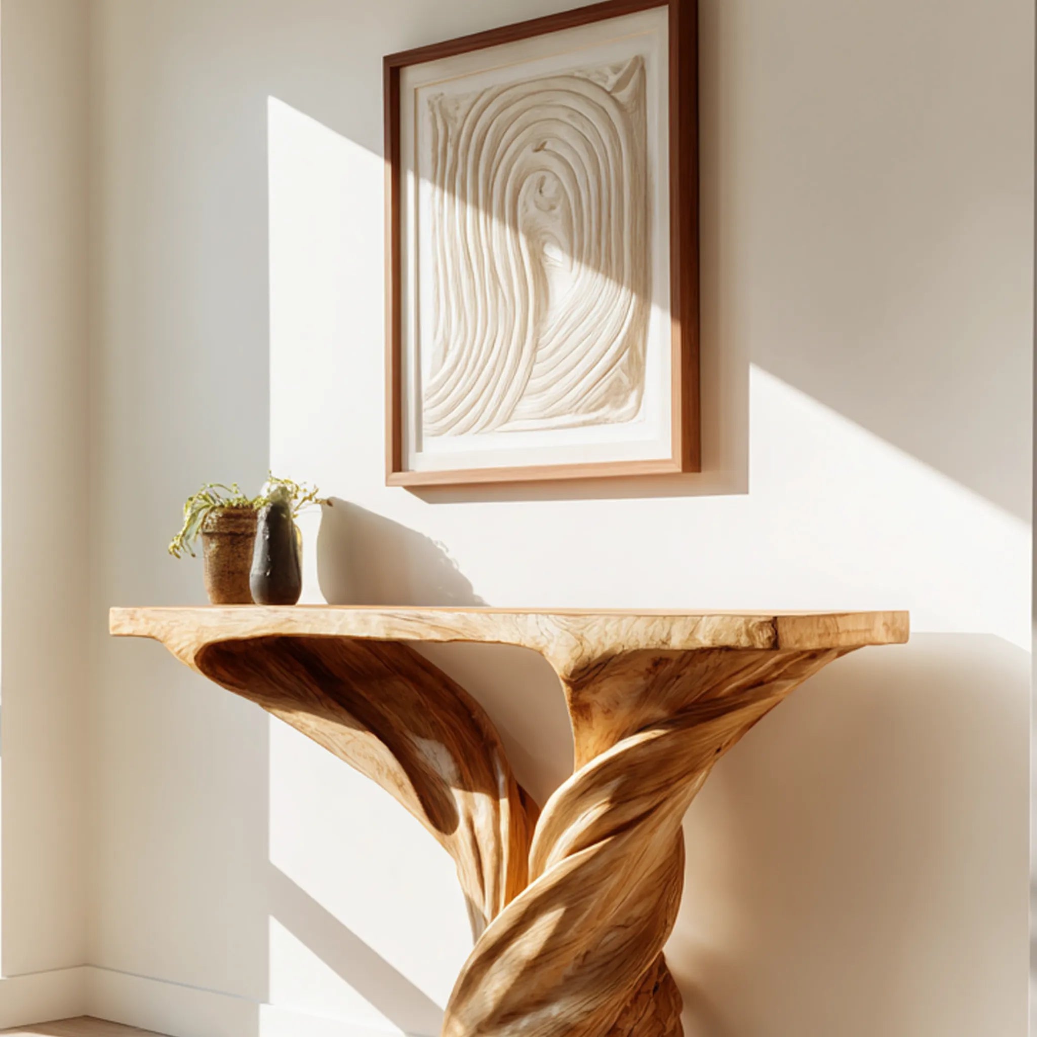 Twin Twist Wooden Console Table For Modern Entryways - Image 4